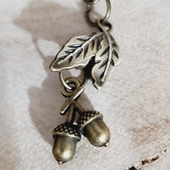 Acorn earrings leafs bronze handmade NEW fall autumn Thanksgiving gift vtg style - Picture 13 of 14